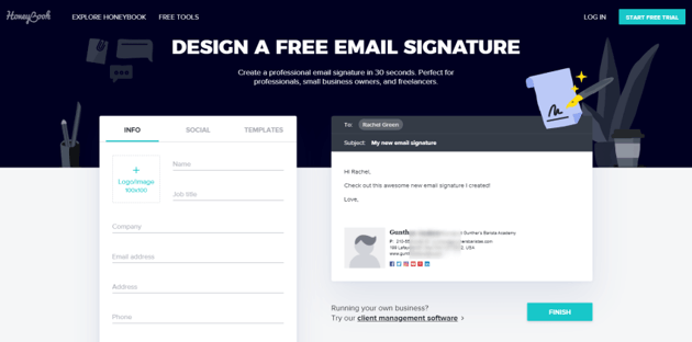 HoneyBook - a free email signature generator for HubSpot emails